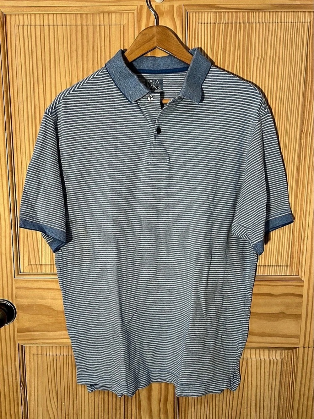 Jos. A. Bank Stays Cool Striped Polo Shirt Striped Polo in Blue & White